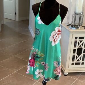Allison NY Floral Green Slip Dress, size M